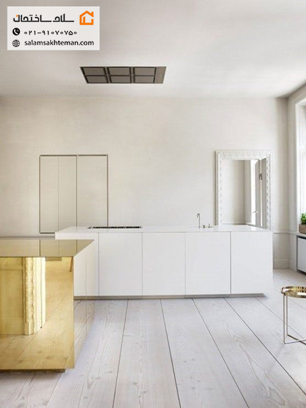 آشپزخانه مدرن سفید طلایی