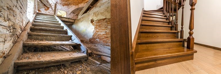 بازسازی راه پله های قدیمی قبل و بعد