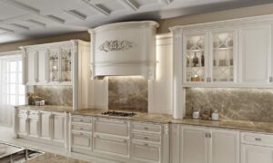 کابینت رومی آشپزخانه کلاسیک سفید
