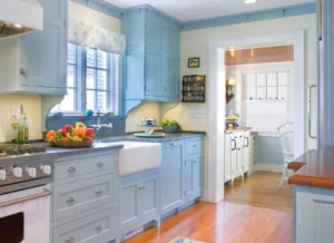 کابینت آشپزخانه کوچک آبی روشن