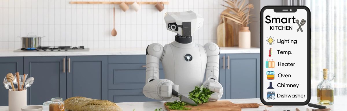 آشپزخانه فوتوریستیک با ربات هوشمند