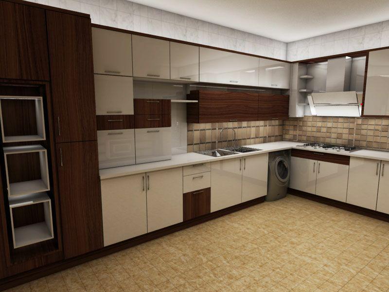 مدل کابینت آشپزخانه سفید و قهوه ای