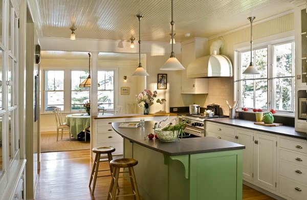 اپن آشپزخانه ام دی اف با رنگ سبز